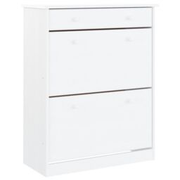 Berkfield Home Shoe Cabinet ALTA White 77x35x96 cm Solid Wood Pine - Size: 77 x 35 x 96 cm - thumbnail 2