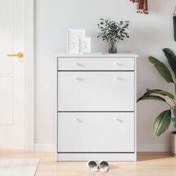Berkfield Home Shoe Cabinet ALTA White 77x35x96 cm Solid Wood Pine - Size: 77 x 35 x 96 cm - thumbnail 1