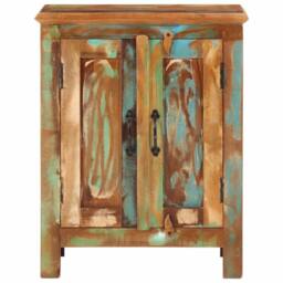 Berkfield Home Sideboard with 2 Doors 55x30x70 cm Solid Wood Reclaimed in Black - Size: 55 x 30 x 70 cm - thumbnail 2