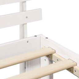 Berkfield Home White Pine Wood Bed Frame White Solid Pine wood 135 x 190 cm - thumbnail 9