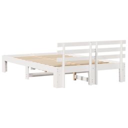 Berkfield Home White Pine Wood Bed Frame White Solid Pine wood 135 x 190 cm - thumbnail 8
