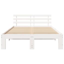 Berkfield Home White Pine Wood Bed Frame White Solid Pine wood 135 x 190 cm - thumbnail 6