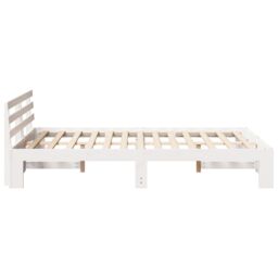 Berkfield Home White Pine Wood Bed Frame White Solid Pine wood 135 x 190 cm - thumbnail 7