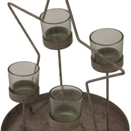 Lemon Pavilion Furniture and Decor Rustic Outline Star with Four Glass Votives - Metal - L22xW28xH38 cm in Bronze - thumbnail 3