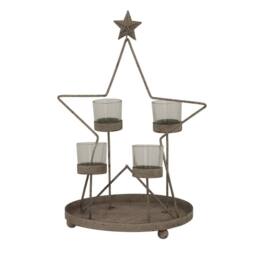Lemon Pavilion Furniture and Decor Rustic Outline Star with Four Glass Votives - Metal - L22xW28xH38 cm in Bronze - thumbnail 2