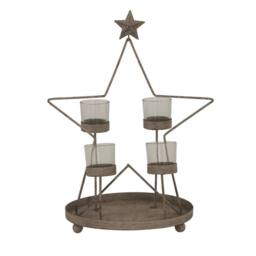 Lemon Pavilion Furniture and Decor Rustic Outline Star with Four Glass Votives - Metal - L22xW28xH38 cm in Bronze - thumbnail 1