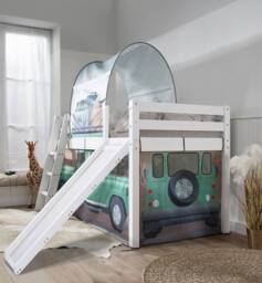 Nöa and Nani Moro Cabin Bed Midsleeper with Slide & Safari Package in White - Size: Single - thumbnail 3