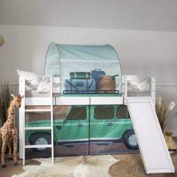 Nöa and Nani Moro Cabin Bed Midsleeper with Slide & Safari Package in White - Size: Single - thumbnail 1