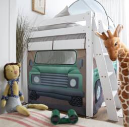 Nöa and Nani Moro Cabin Bed Midsleeper with Slide & Safari Package in White - Size: Single - thumbnail 2
