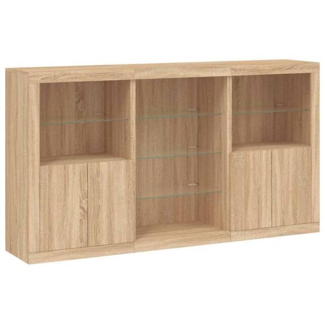 Berkfield Home Sideboard with LED Lights Sonoma Oak 181.5x37x100 cm in Light Tan - image 1