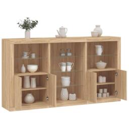 Berkfield Home Sideboard with LED Lights Sonoma Oak 181.5x37x100 cm in Light Tan - thumbnail 2