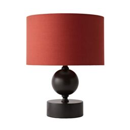 ValueLights Anthony Candlestick Table Lamp with Fabric Drum Lamp Shade & Bulb in Light Red - thumbnail 6