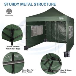 MCC Direct Maximus 3 x 3m Heavy Duty Pop up Gazebo With Removable Sides in Green - thumbnail 2