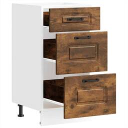 Berkfield Home Kitchen Base Cabinet Kalmar Smoked Oak Engineered Wood - thumbnail 5
