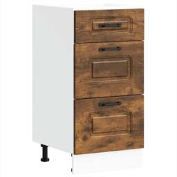 Berkfield Home Kitchen Base Cabinet Kalmar Smoked Oak Engineered Wood - thumbnail 3