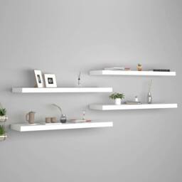Berkfield Home Durable Floating Wall Shelves 4 pcs White 90x23.5x3.8 cm MDF - thumbnail 2