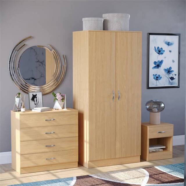 Nordara Pine- Bedroom Furniture Set 3 Pcs Chest of Drawers in Light Oak - Size: 100 cm - image 1