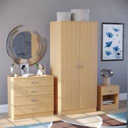 Nordara Pine- Bedroom Furniture Set 3 Pcs Chest of Drawers in Light Oak - Size: 100 cm