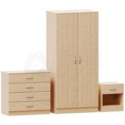 Nordara Pine- Bedroom Furniture Set 3 Pcs Chest of Drawers in Light Oak - Size: 100 cm - thumbnail 5