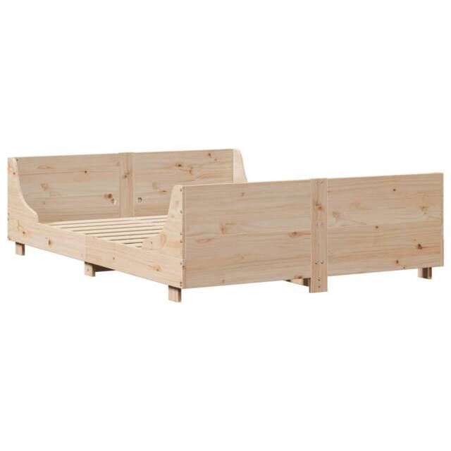 Berkfield Home Beautiful Bed Frame without Mattress 140x200 cm Solid Wood Pine in Natural - image 1