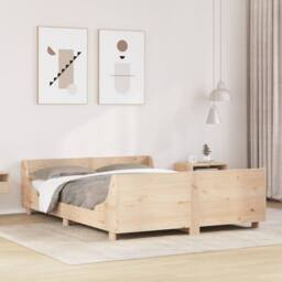 Berkfield Home Beautiful Bed Frame without Mattress 140x200 cm Solid Wood Pine in Natural - thumbnail 2