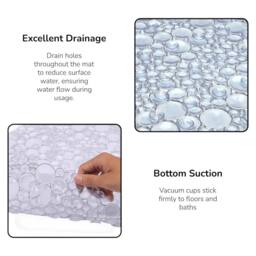 Showerdrape Hyrdro Set of 2 Anti Slip Clear PVC Shower Mat 50cm x 50cm - Size: 50 cm x 50 cm - thumbnail 4