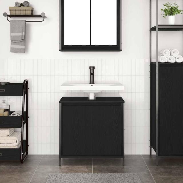Berkfield Home Modern Bathroom Basin Cabinet Black 60x34.5x60 cm - image 1
