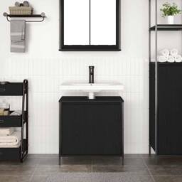 Berkfield Home Modern Bathroom Basin Cabinet Black 60x34.5x60 cm - thumbnail 1