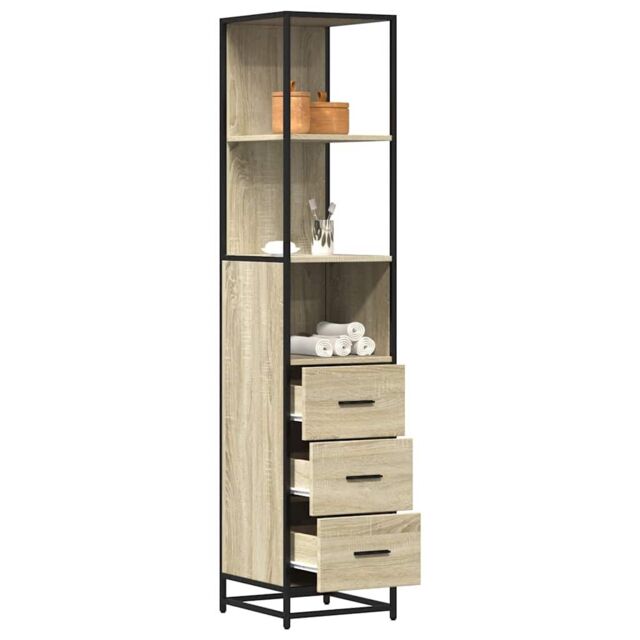 Berkfield Home Bathroom Cabinet Sonoma Oak 35x37.5x166 cm Engineered Wood in Brown - image 1