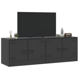 Berkfield Home TV Cabinets 2pcs Black 67x39x44 cm Steel - Size: 67 x 39 x 44 cm - thumbnail 4