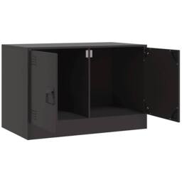 Berkfield Home TV Cabinets 2pcs Black 67x39x44 cm Steel - Size: 67 x 39 x 44 cm - thumbnail 7