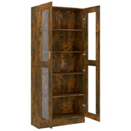 Berkfield Home Vitrine Cabinet Smoked Oak 82.5x30.5x185.5 cm Engineered Wood in Brown - thumbnail 5
