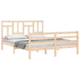 Berkfield Home Beautiful Bed Frame with Headboard 160x200 cm Solid Wood in Natural - thumbnail 4