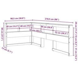 Berkfield Home Decorative Bookcase Headboard L-Shaped 80 cm Solid Wood Pine in Light Tan - thumbnail 9