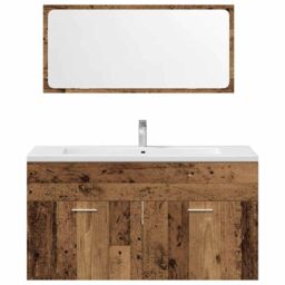 Berkfield Home 3 Piece Bathroom Furniture Set Old Wood Engineered Wood in Brown - thumbnail 6