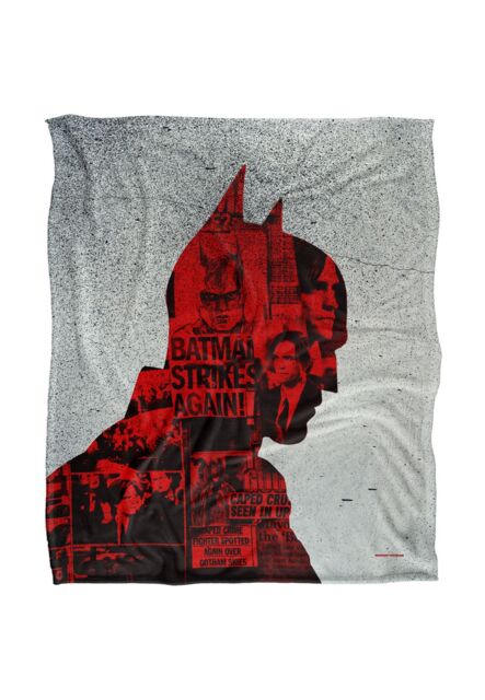 Batman The (2022) Blanket, News Clippings Collage Silhouette Silky Touch Super Soft Throw Blanket 152x127 cm in White - image 1