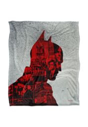 Batman The (2022) Blanket, News Clippings Collage Silhouette Silky Touch Super Soft Throw Blanket 152x127 cm in White - thumbnail 1