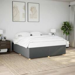 Berkfield Home Bed Frame without Mattress Dark Grey¬†Super King Fabric in Grey - Size: Super King - thumbnail 2