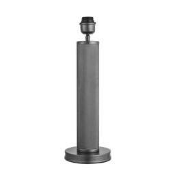 Industville Knurled Pillar Table Lamp - Pewter - Cotton Drum Shade in Dark Grey - Size: Medium - thumbnail 2
