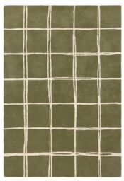 The Rug Shop UK Green Handmade Modern Easy to clean Chequered Area Rug - Size: 200 cm x 290 cm - thumbnail 1