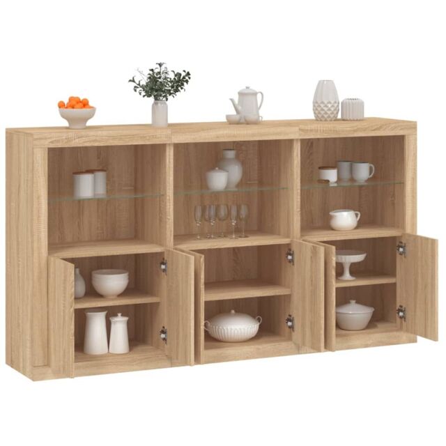 Berkfield Home Sideboard with LED Lights Sonoma Oak 181.5x37x100 cm in Brown - image 1