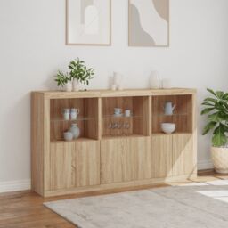 Berkfield Home Sideboard with LED Lights Sonoma Oak 181.5x37x100 cm in Brown - thumbnail 4