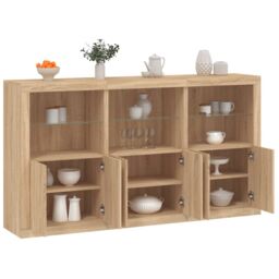 Berkfield Home Sideboard with LED Lights Sonoma Oak 181.5x37x100 cm in Brown - thumbnail 1