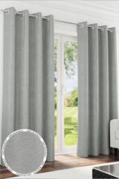 Enhanced Living 100% Blackout Chenille Thermal Eyelet Curtains for Living Room/Bedroom in Grey - Size: 117 cm width x 183 cm drop - thumbnail 1