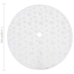 Berkfield Home Luxury Christmas Tree Skirt White 150 cm Faux - thumbnail 6