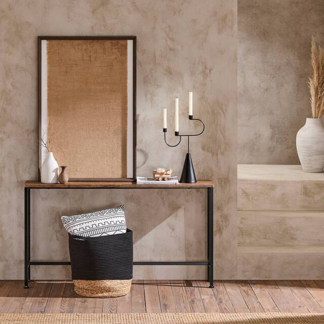 SoBuy Slim Console Table - Metal Frame - Space-Saving Design in Brown - Size: 120 cm x 15 cm - image 1