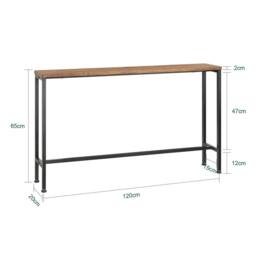 SoBuy Slim Console Table - Metal Frame - Space-Saving Design in Brown - Size: 120 cm x 15 cm - thumbnail 3