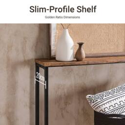 SoBuy Slim Console Table - Metal Frame - Space-Saving Design in Brown - Size: 120 cm x 15 cm - thumbnail 4
