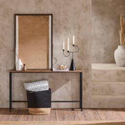 SoBuy Slim Console Table - Metal Frame - Space-Saving Design in Brown - Size: 120 cm x 15 cm - thumbnail 1