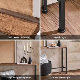 SoBuy Slim Console Table - Metal Frame - Space-Saving Design in Brown - Size: 120 cm x 15 cm - thumbnail 5